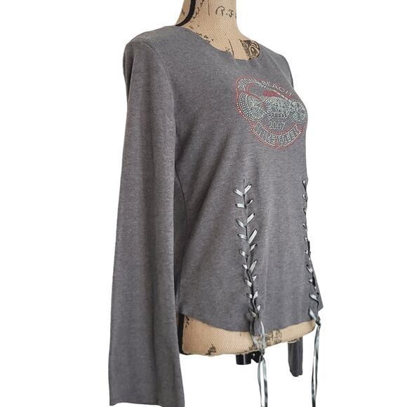 Biker Design 2007 Daytona Beach Bike Week Long Sleeve Lace Up Top Size XL - Picture 5 of 8